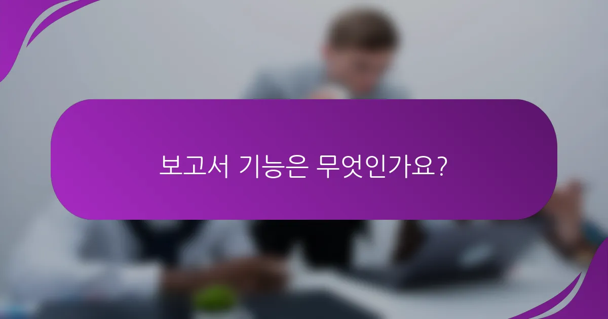 보고서 기능은 무엇인가요?