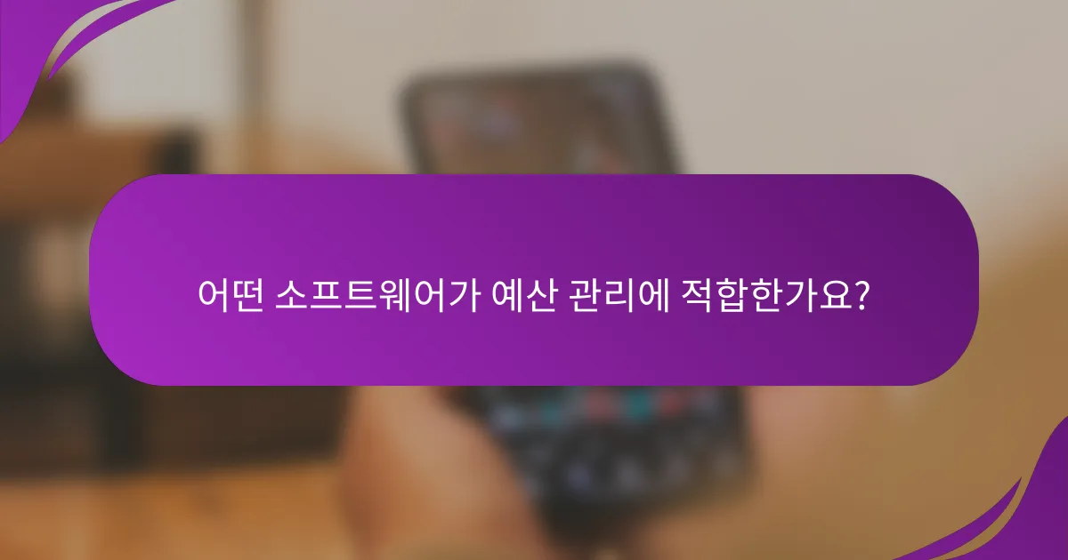 어떤 소프트웨어가 예산 관리에 적합한가요?