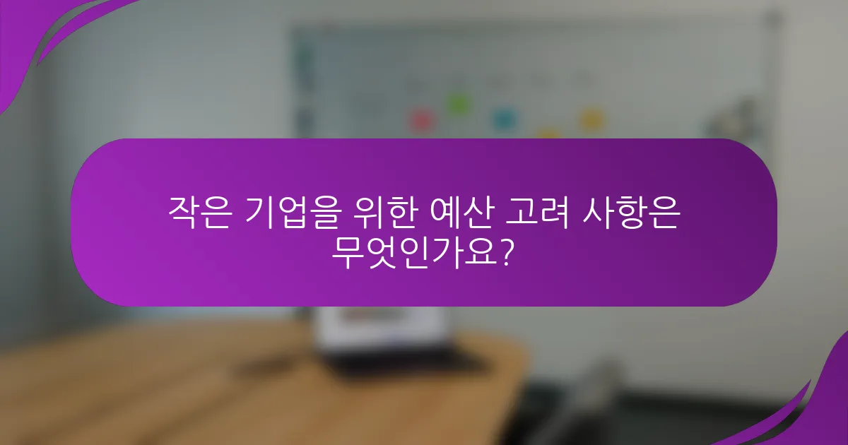 작은 기업을 위한 예산 고려 사항은 무엇인가요?