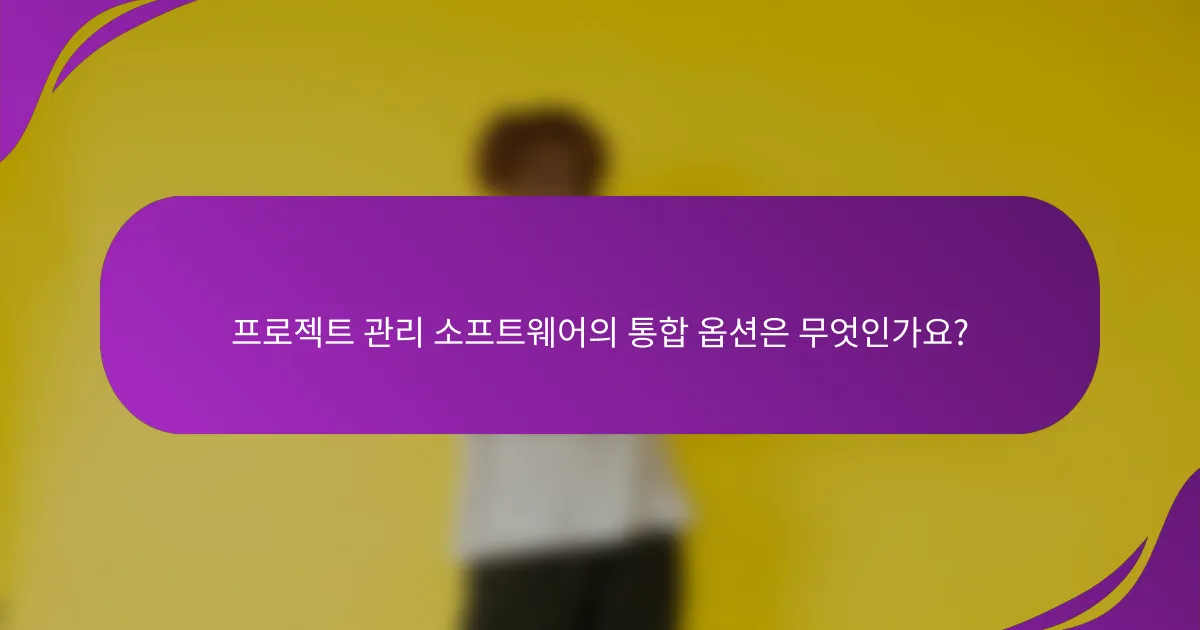 프로젝트 관리 소프트웨어의 통합 옵션은 무엇인가요?